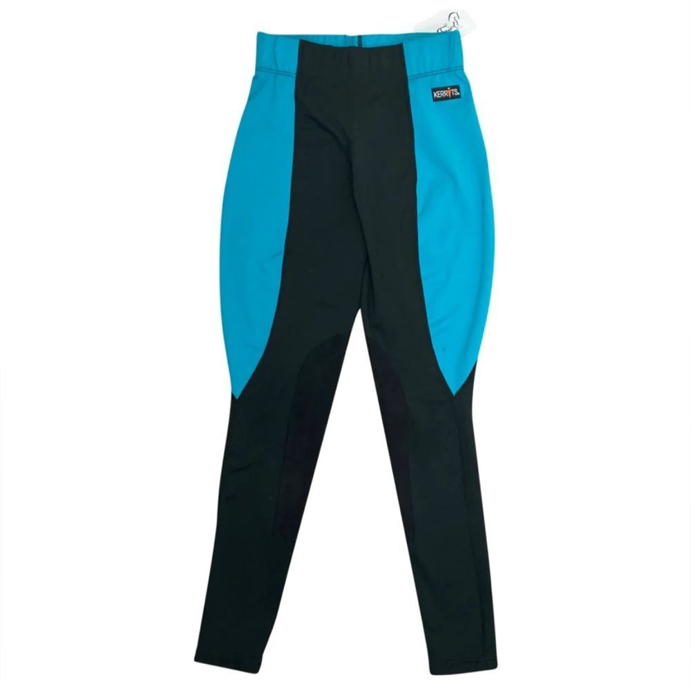 Kerrits 'Flow Rise' Tights in Black and Turquoise XS